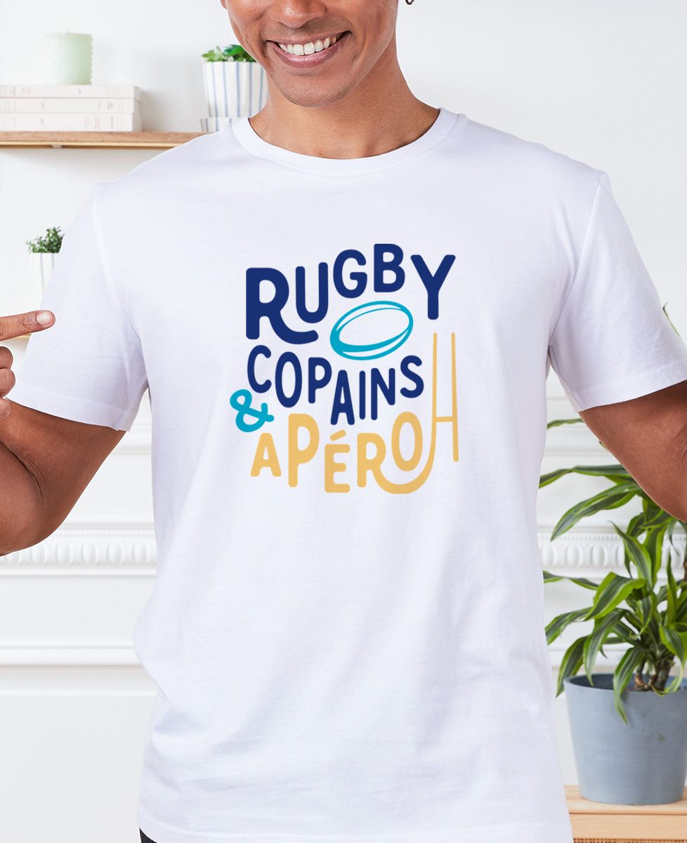 T-shirt homme Rugby copains & apéro - Sport, Apéro, Rugby
