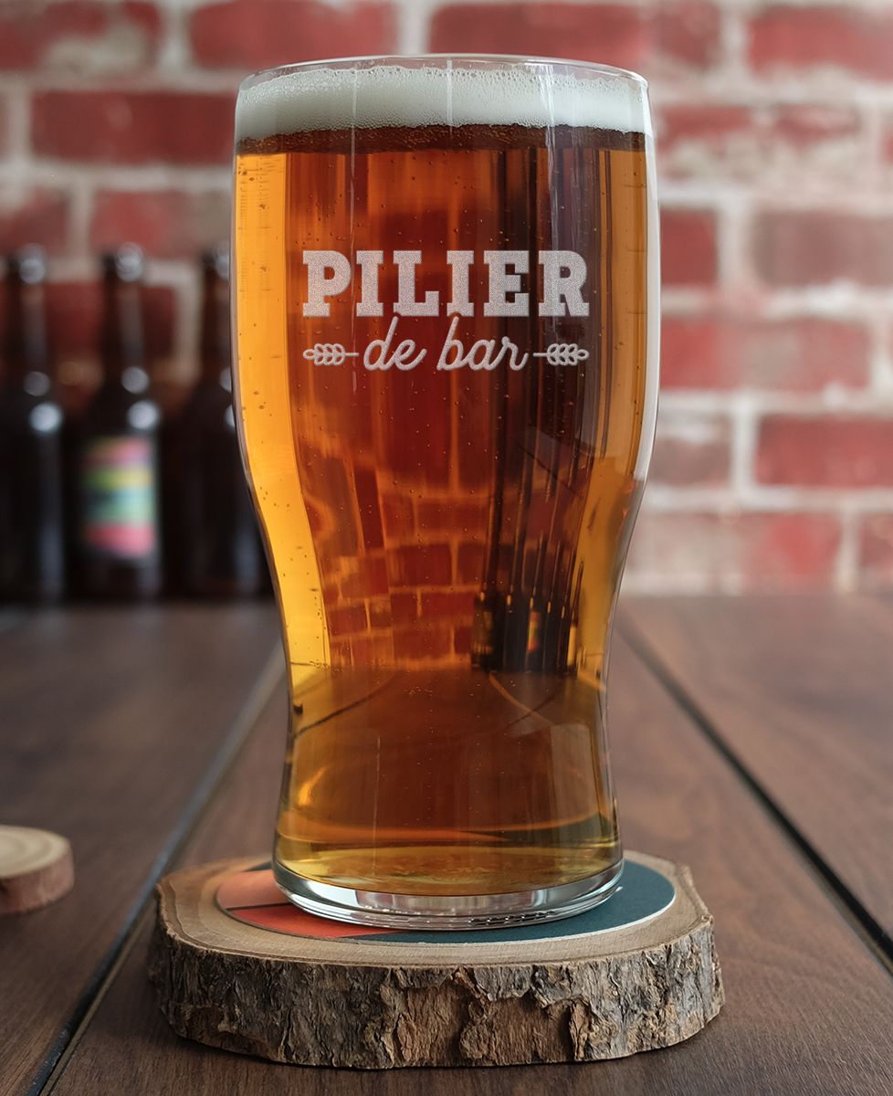 Verre à bière Pilier de bar (gravé) - Apéro, Mariage