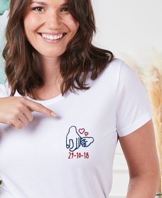 T-shirt femme Date de naissance brodé personnalisée - Cadeaux Papa, Cadeaux Maman, Future Maman