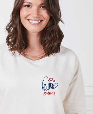 Sweatshirt femme Date de naissance brodé personnalisée - Cadeaux Papa, Cadeaux Maman, Future Maman