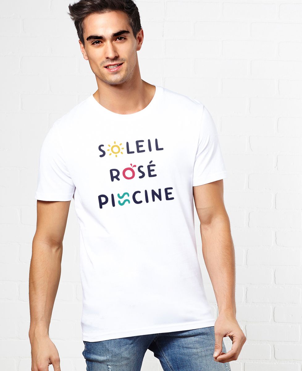 T-Shirt homme Soleil Rosé Piscine