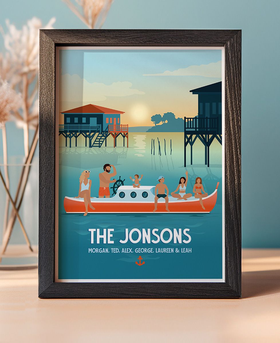 Personalized picture frame Family on a boat | Monsieur TSHIRT