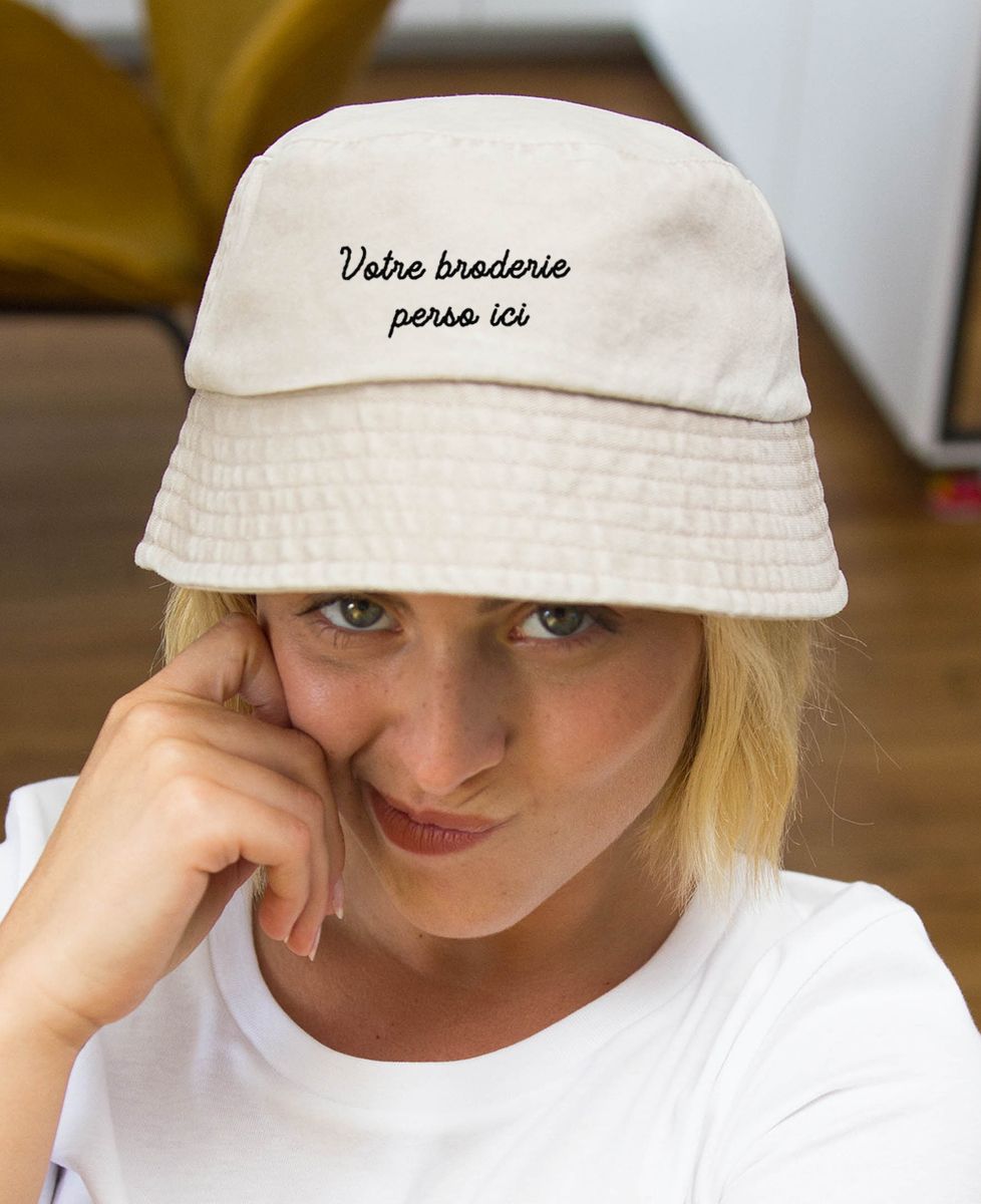 Chapeau Bob Vintage Mount Kenya - Taille S - Beige Brodé - Fabriqué Au Kenya - Occasion Bon état