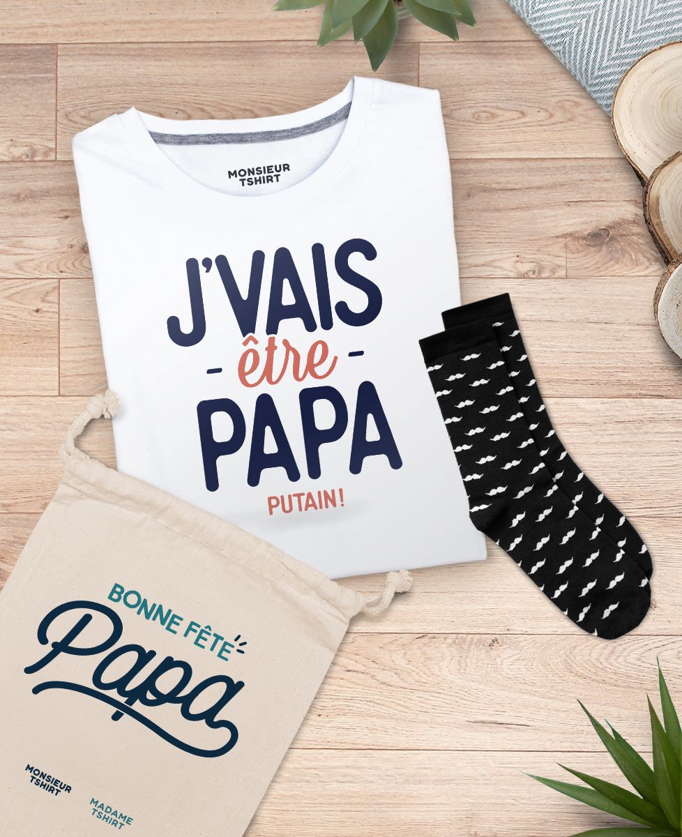 Coffret J'vais être papa + chaussettes moustaches