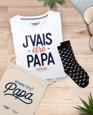 Coffret J'vais être papa + chaussettes moustaches