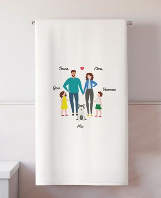 Asciugamano da bagno Famiglia personalizzata - Regali per papà, Regali per la mamma, Mamma/Papà futuro