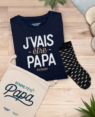Coffret J'vais être papa + chaussettes moustaches