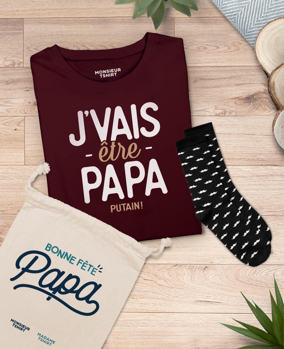 Coffret J'vais être papa + chaussettes moustaches