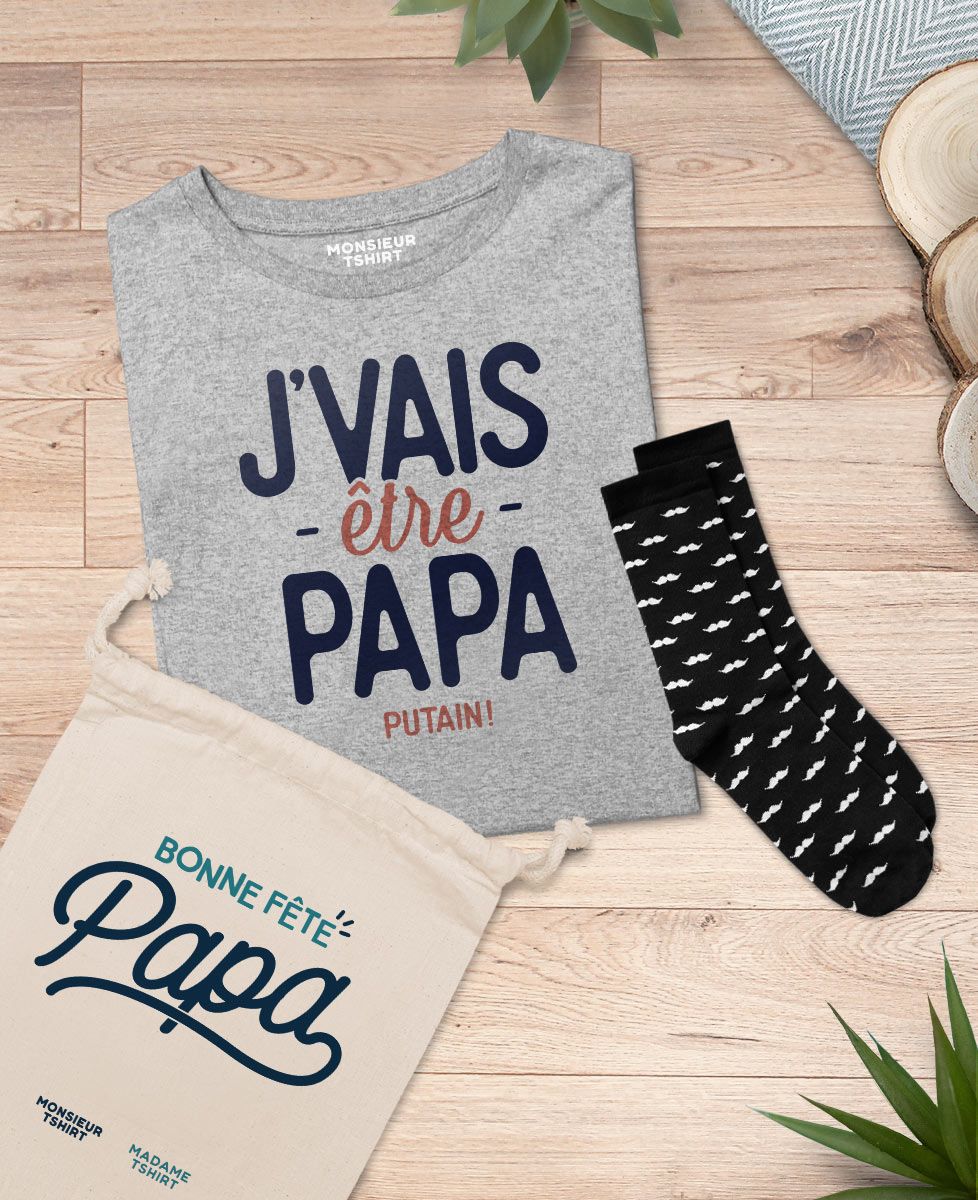 Coffret J'vais être papa + chaussettes moustaches