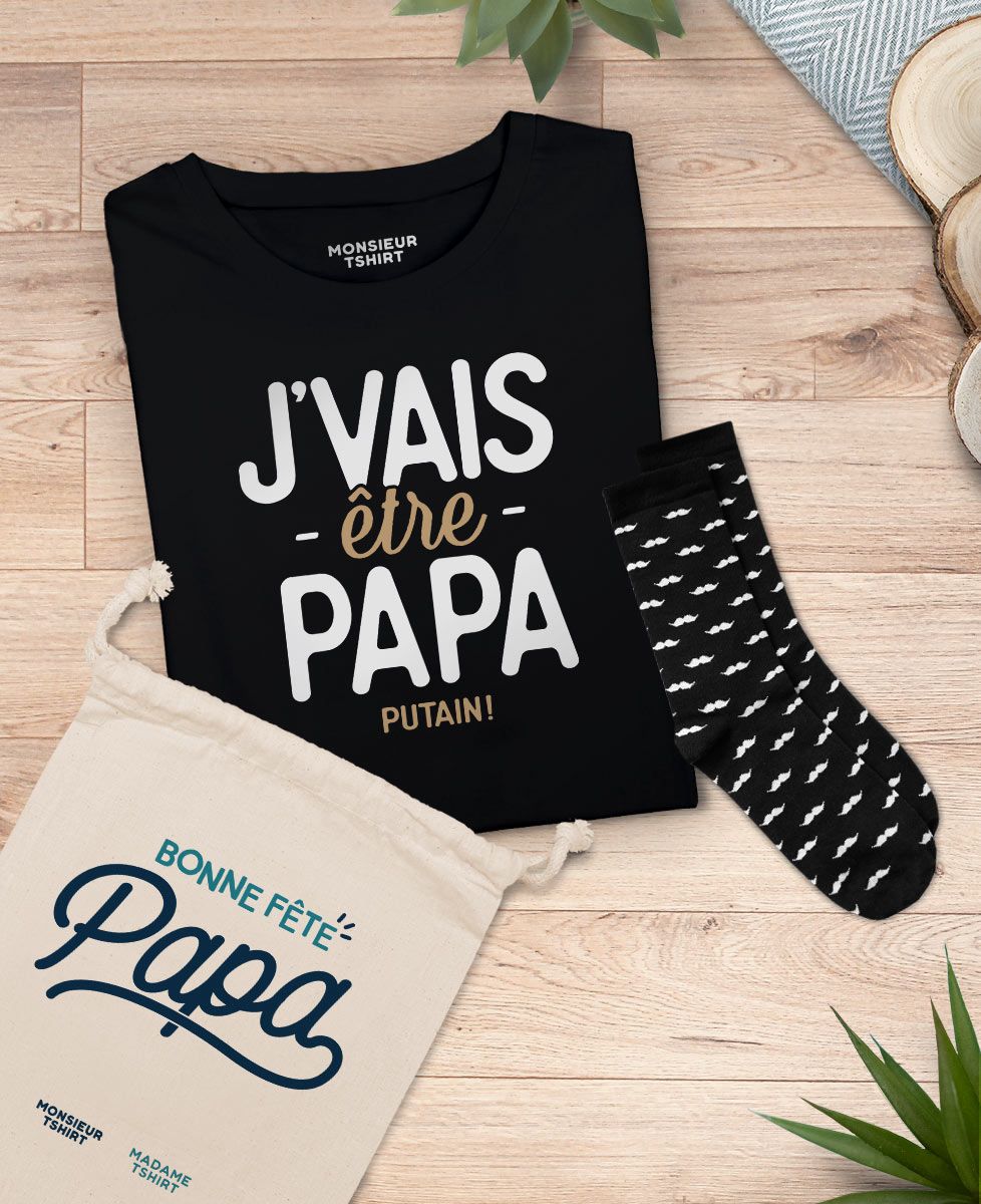 Coffret J'vais être papa + chaussettes moustaches