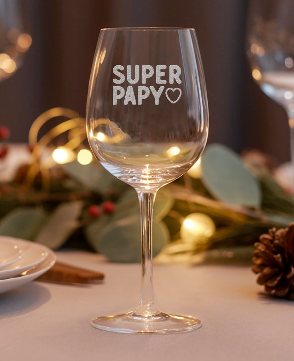 Verre à vin Super papy (gravé) - Apéro, Cadeaux Papy, Mariage