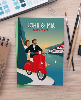 Notebooks Customized couple on scooter - Couple gifts