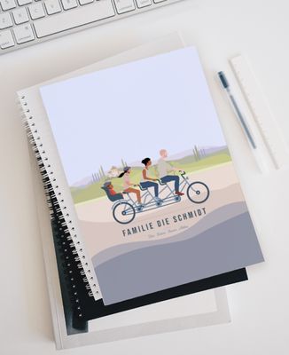 Notizbücher Familie auf Fahrrad individualisiert - Sport, Fahrrad