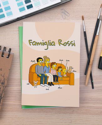 Quaderni Famiglia di cartoni animati personalizzata - Regali per papà, Regali per la mamma, Regali per il nonno, Regali per la nonna, Regali per lo fratello, Regali per la sorella, Mamma/Papà futuro
