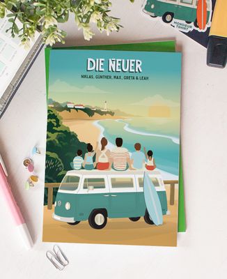 Notizbücher Familie im personalisierten Van