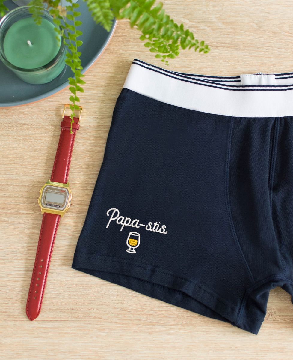 Boxer Papa-stis (brodé) - Cadeaux Papy