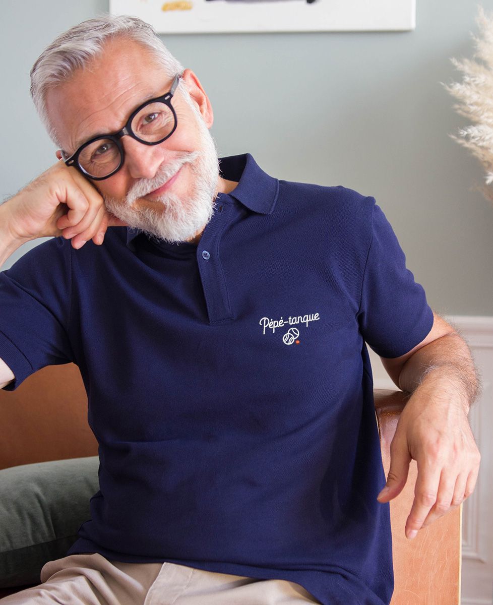 Polo homme Pépé-tanque (brodé) - Cadeaux Papy