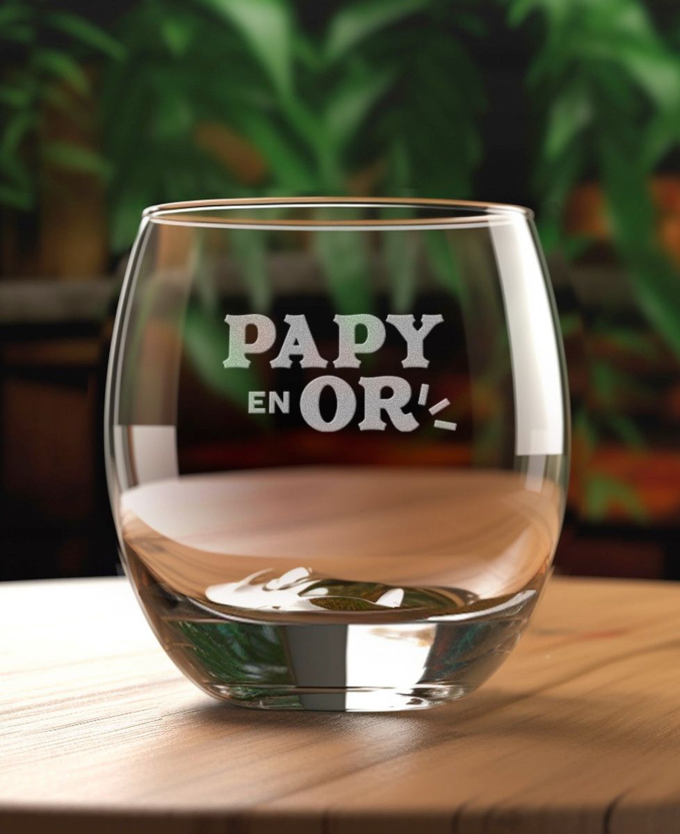 Verre à whisky Papy en or (gravé) - Apéro, Cadeaux Papy, Mariage