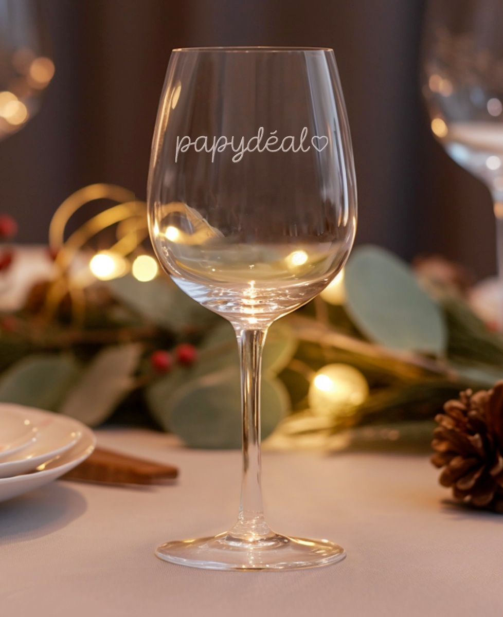 Verre à vin Papydeal (gravé) - Apéro, Cadeaux Papy, Mariage