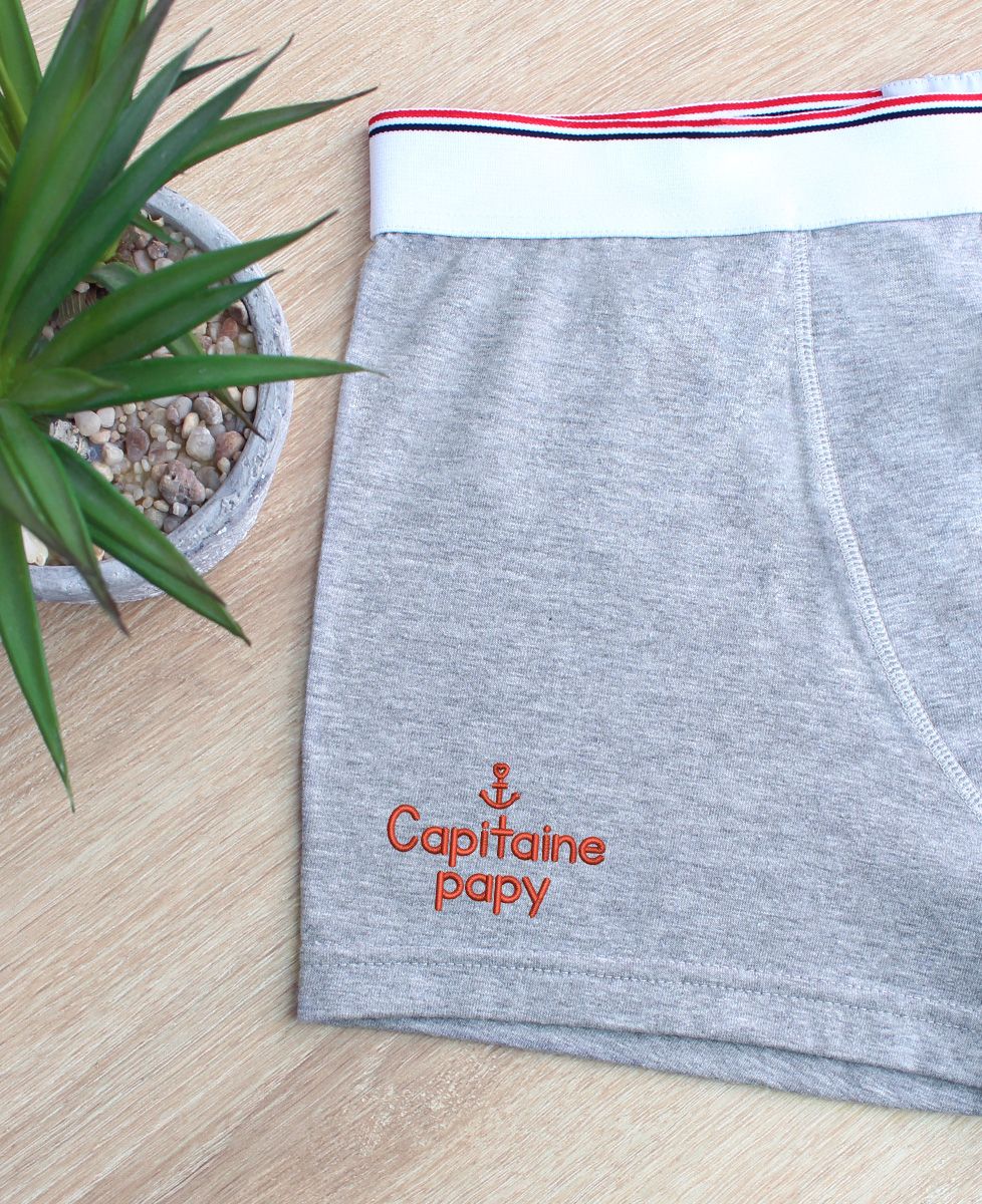 Boxer Capitaine papy (brodé) - Cadeaux Papy