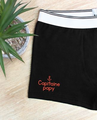 Boxer Capitaine papy (brodé) - Cadeaux Papy