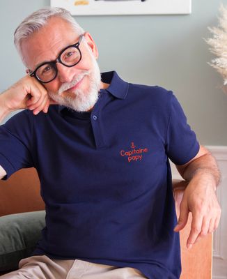 Polo homme Capitaine papy (brodé) - Cadeaux Papy