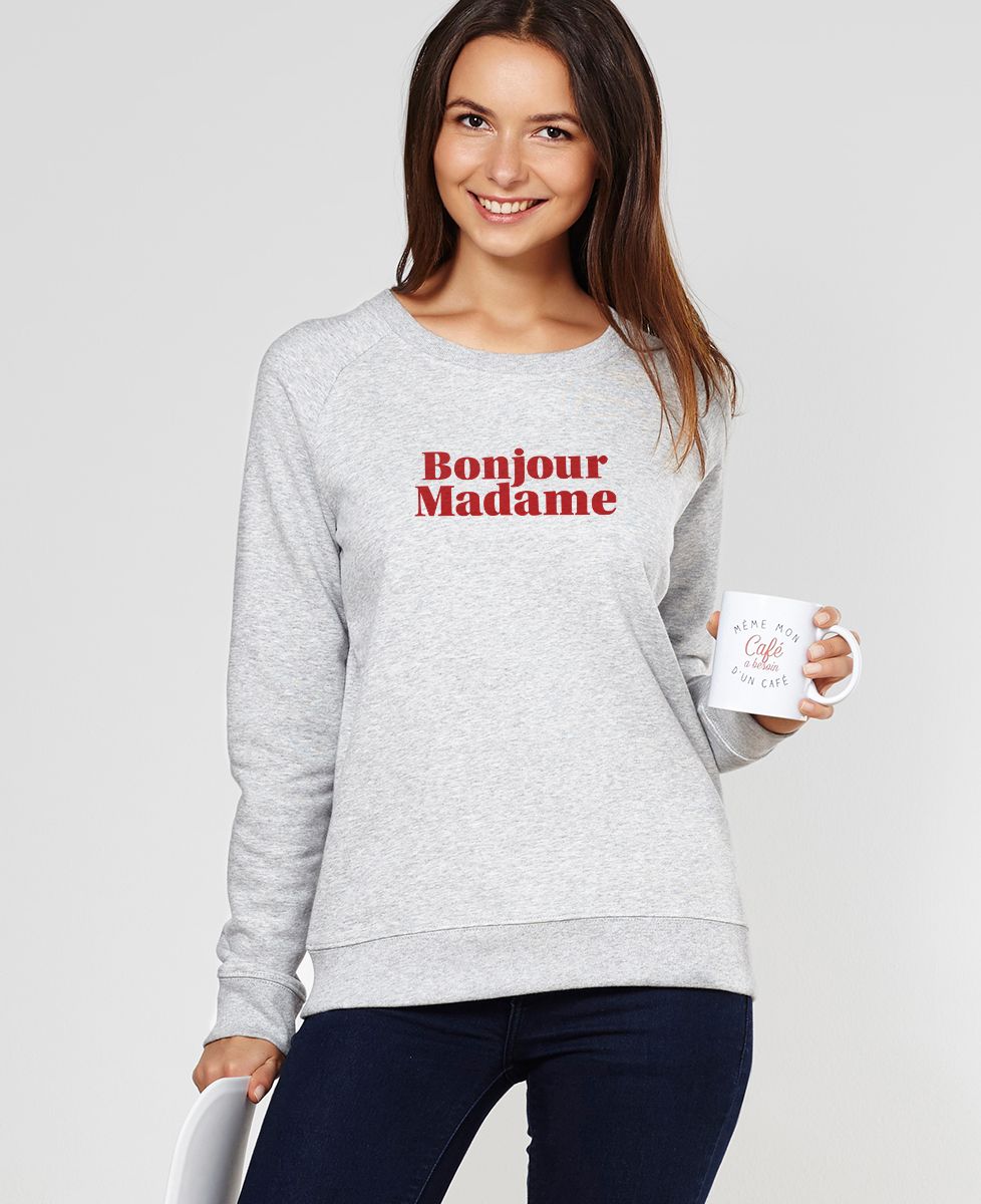 Sweatshirt femme Bonjour Madame - Cadeaux Couple, Duo assortis