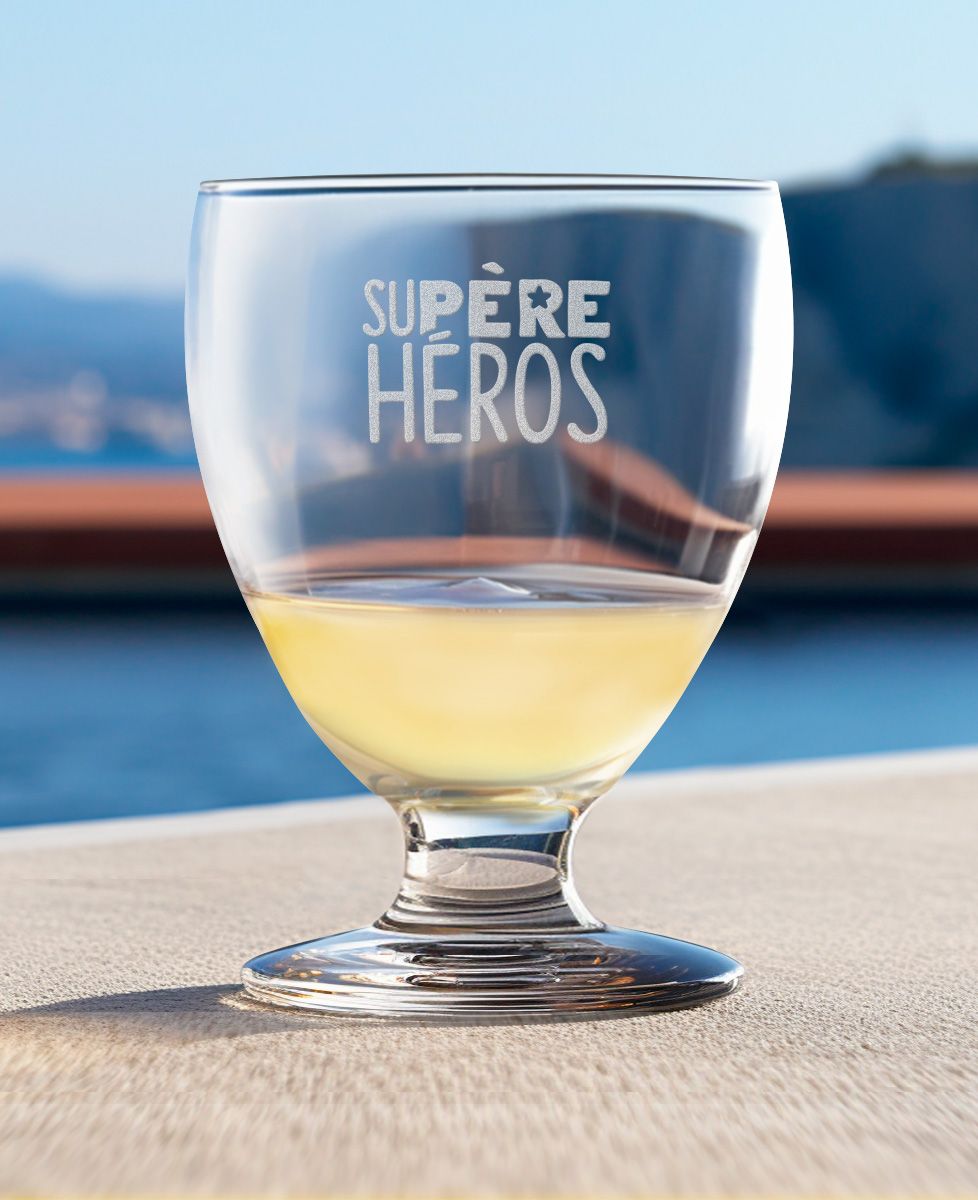 Verre à pastis Su-Père Héros (gravé) - Apéro