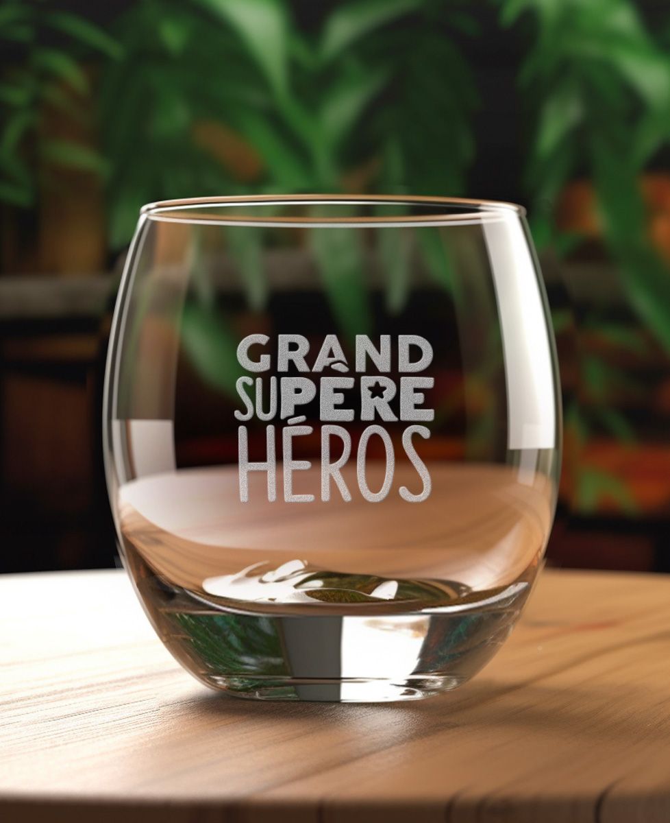 Verre à whisky Grand Su-Père Héros (gravé) - Apéro, Cadeaux Papy, Mariage