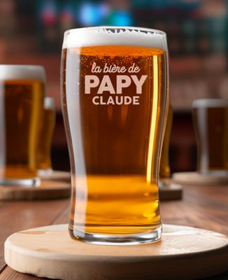 Verre à bière La bière de papy gravé personnalisé - Apéro, Cadeaux Papy, Mariage