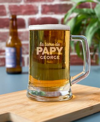 Chope de bière La bière de papy gravé personnalisé - Apéro, Cadeaux Papy