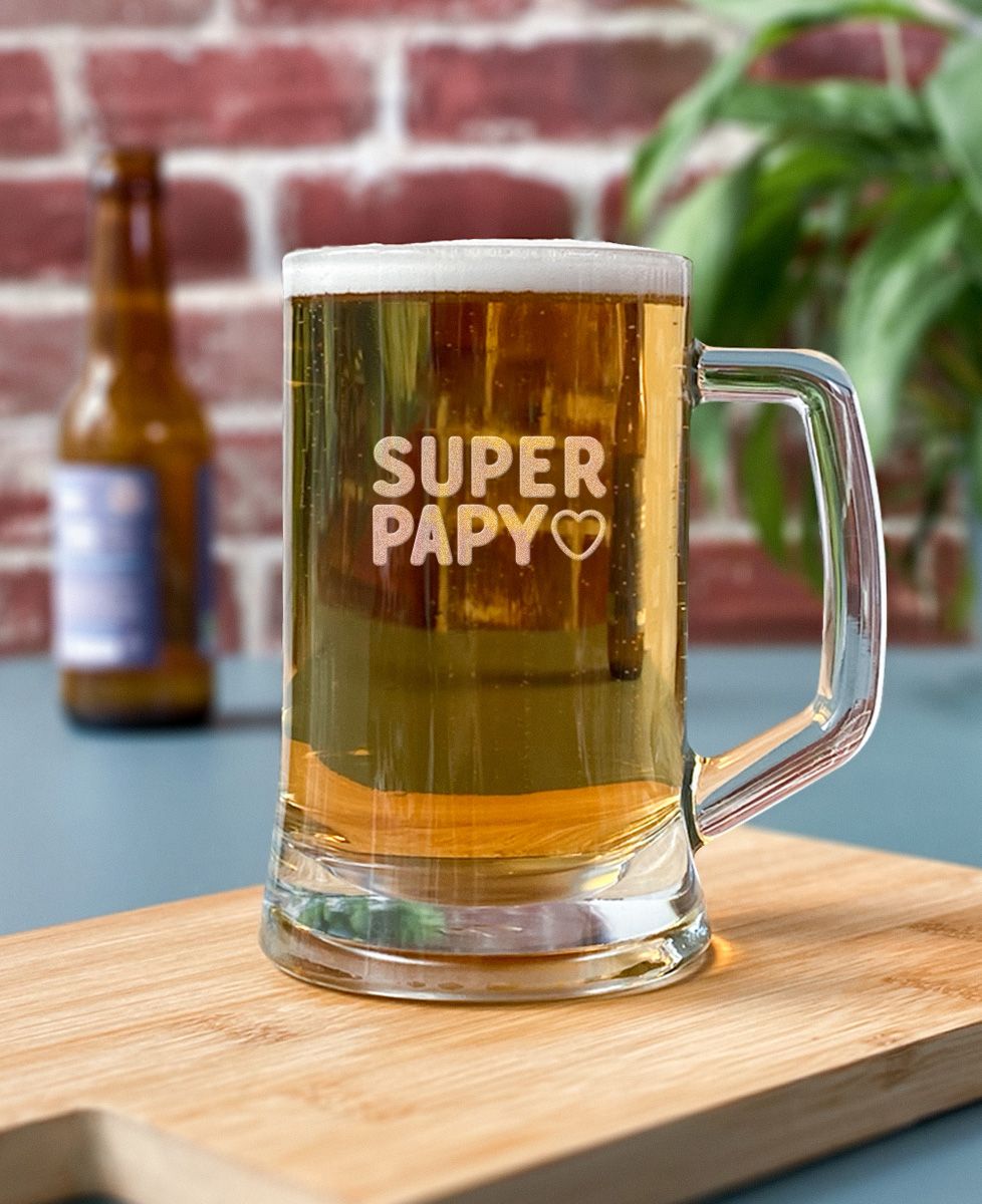 Chope de bière Super papy (gravé) - Apéro, Cadeaux Papy