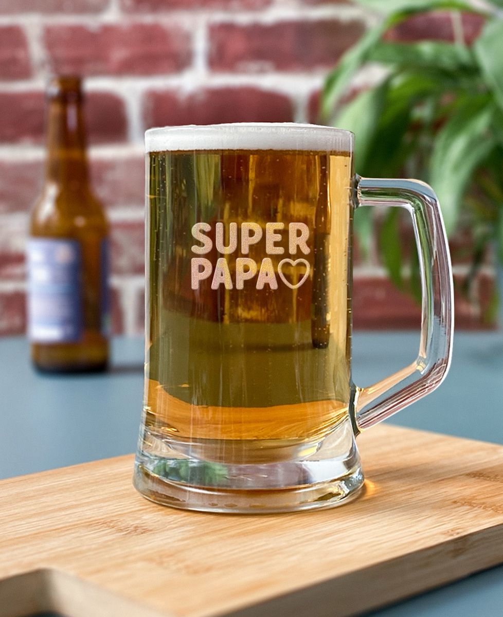 Chope de bière Super papa (gravé) - Cadeaux Papa, Apéro