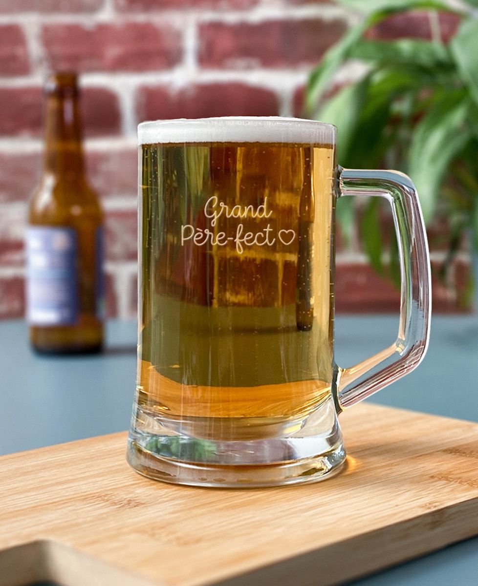 Chope de bière Grand père-fect (gravé) - Apéro, Cadeaux Papy