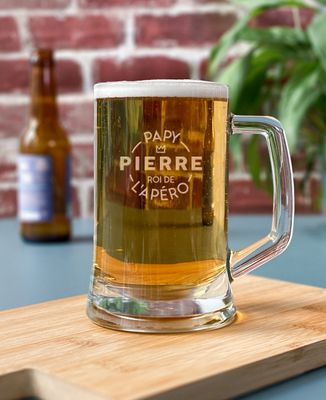 Chope de bière Papy perso, roi de l'apéro - Apéro, Cadeaux Papy