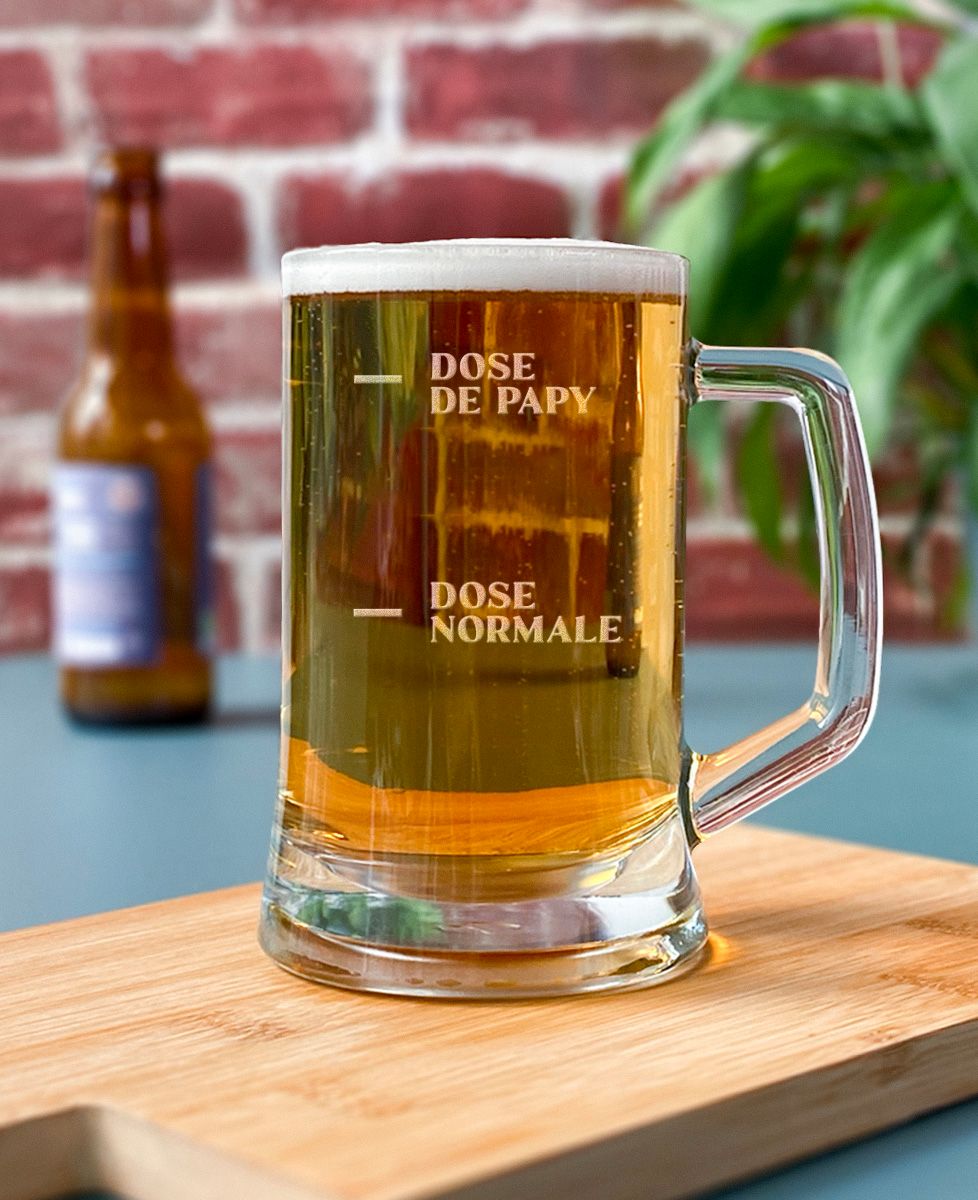 Chope de bière Dose de papy (gravé) - Apéro, Cadeaux Papy