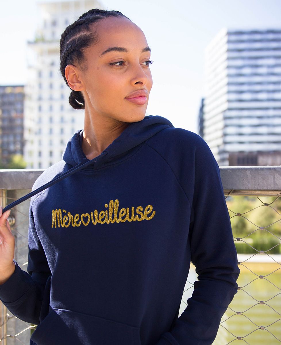 Hoodie femme Mère-veilleuse (effet paillettes) - Cadeaux Maman