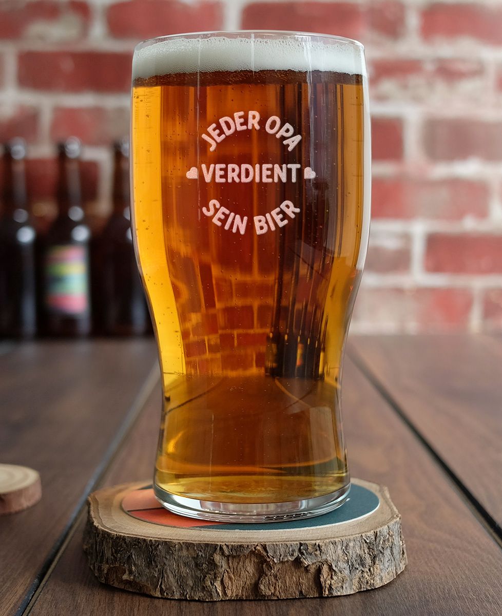 Bierglas Jeder opa verdient sein bier (geätzt) - Aperitif, Geschenk Opa, Hochzeit