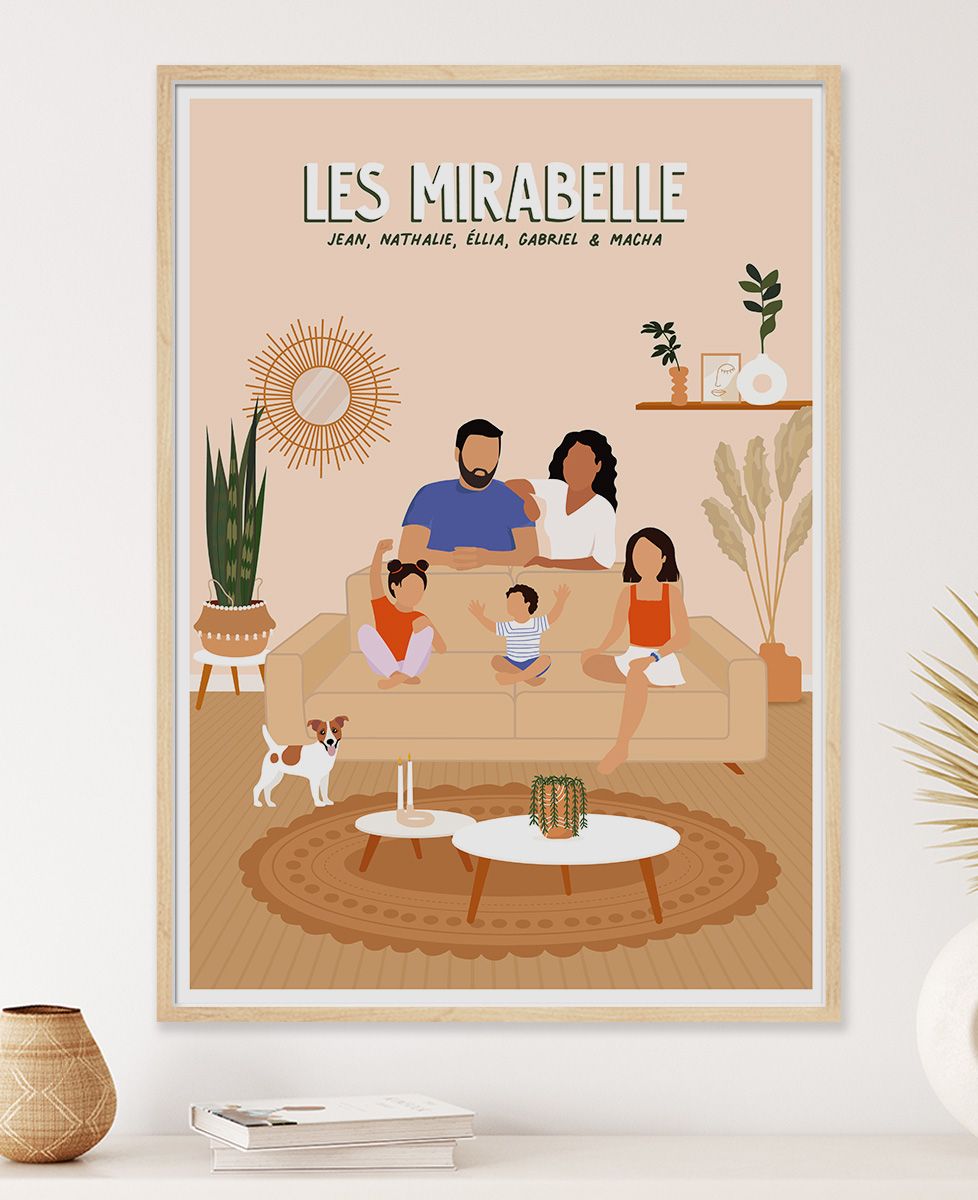 Affiche Famille canapé personnalisé | Monsieur TSHIRT