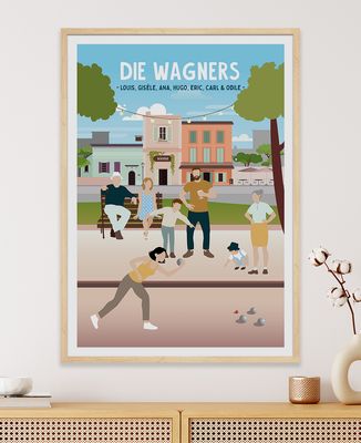 Poster Familie Petanque personalisieren - Aperitif