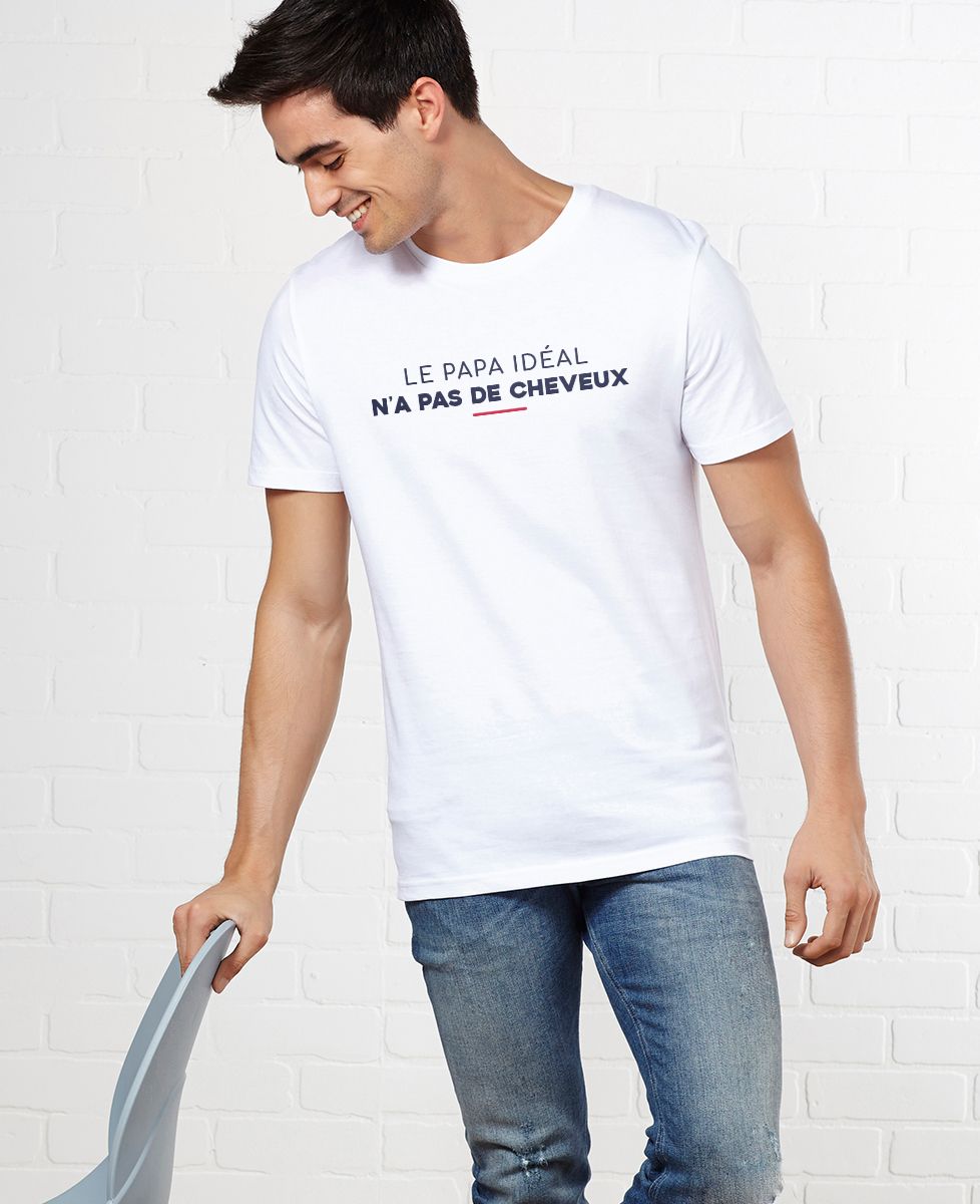 T-Shirt homme Le papa idéal n'a pas de cheveux