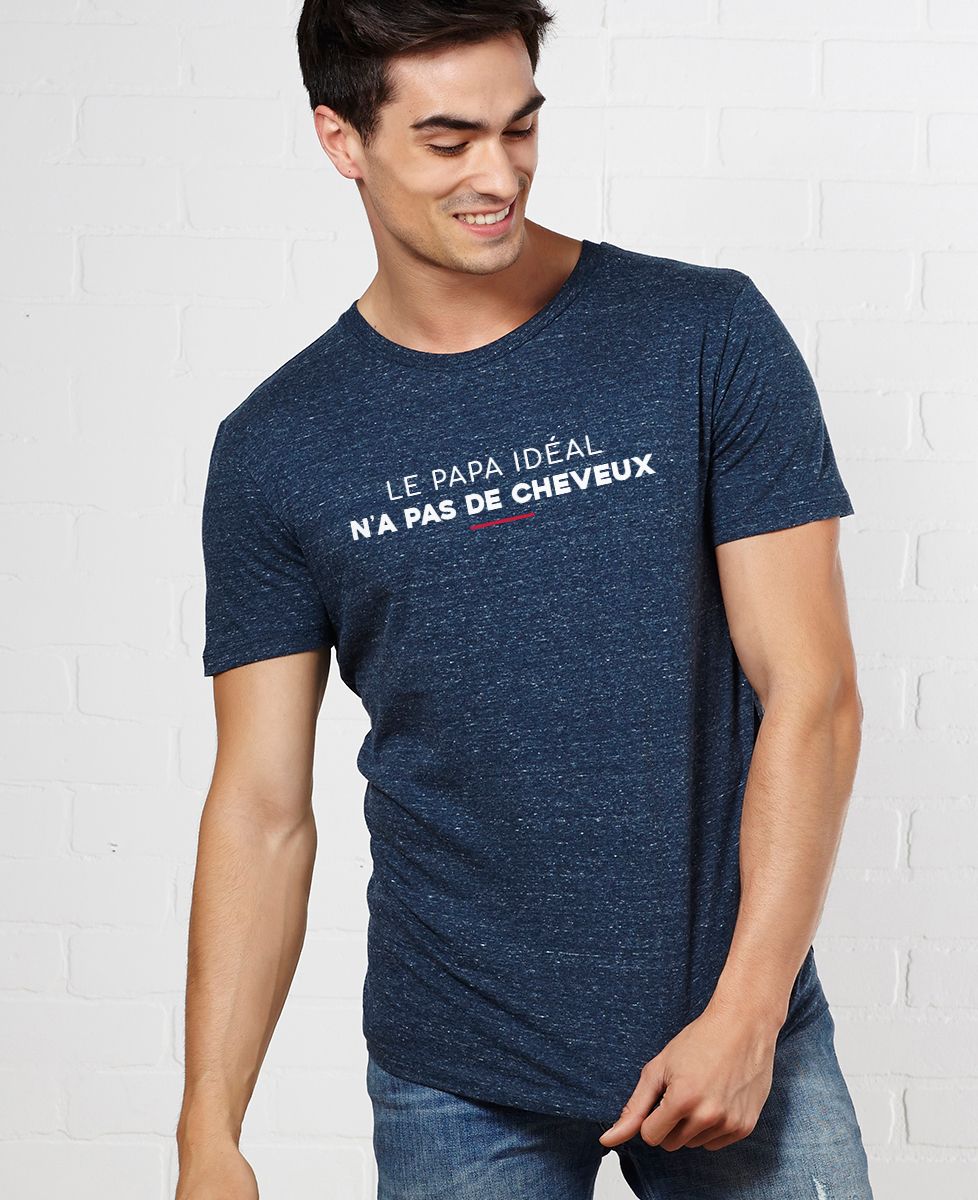 T-shirt homme Le papa idéal n'a pas de cheveux - Cadeaux Papa