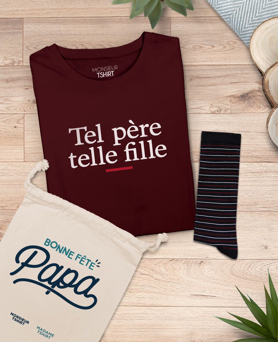 Coffret Tel père telle fille + chaussettes fines rayures