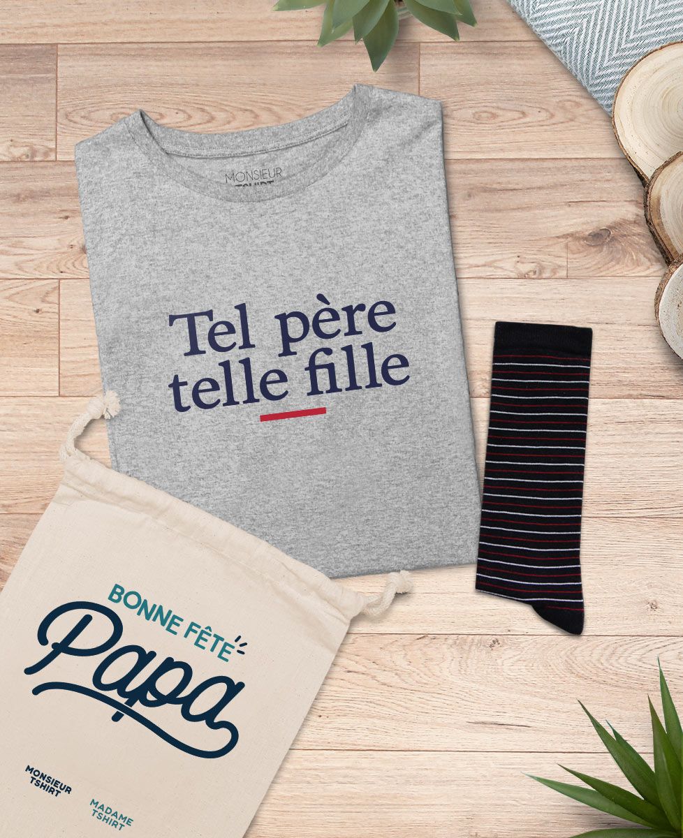 Coffret Tel père telle fille + chaussettes fines rayures