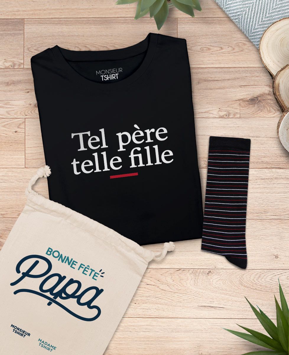 Coffret Tel père telle fille + chaussettes fines rayures