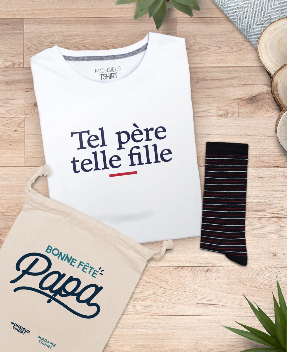 Coffret Tel père telle fille + chaussettes fines rayures