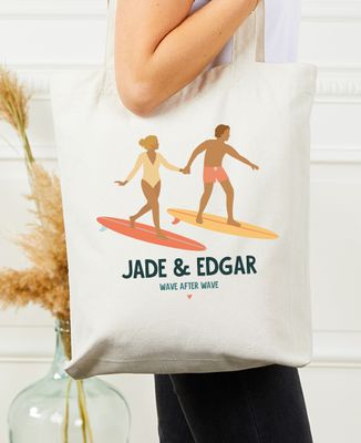 Tote Bag Paar beim Surfen - Geschenke für Paare