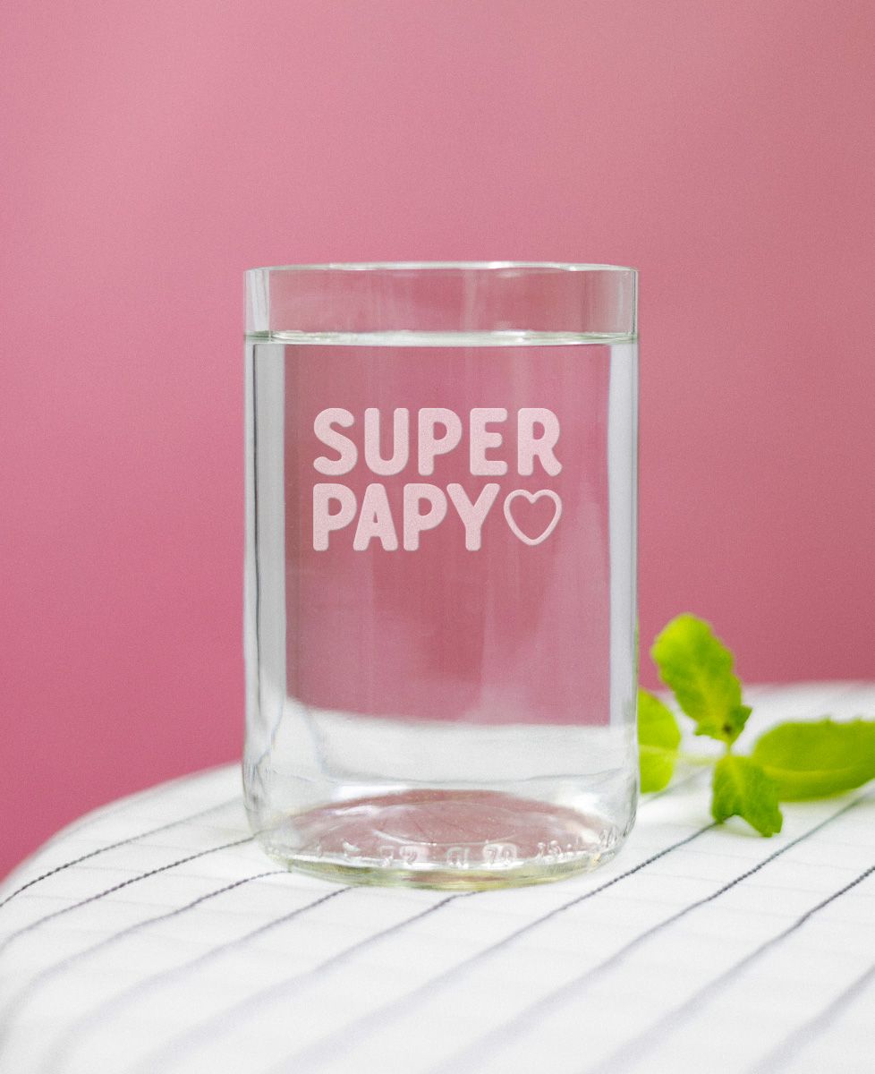 Verre à eau bouteille Super papy (gravé) - Apéro, Cadeaux Papy