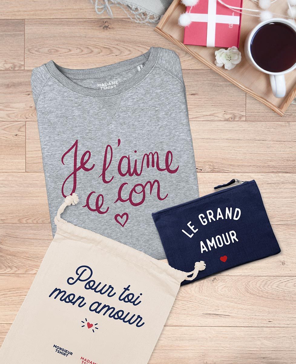 Coffret Sweatshirt je l'aime ce con