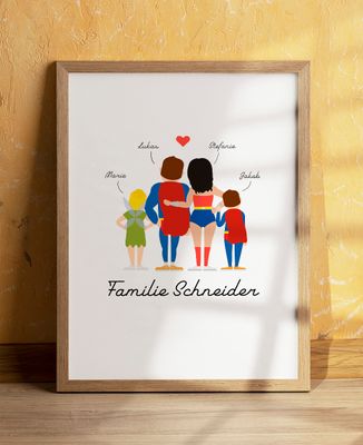 Poster individualisierte Superheldenfamilie